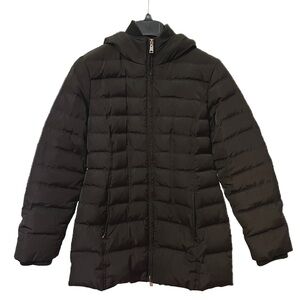 G.H. Bass & Co. Women’s Down Jacket Black Hooded Winter Coat with Knit Collar S